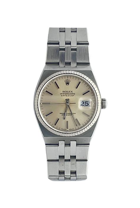 rolex datejust 17014 mens oysterquartz watch 18k gold bezel bracelet|oyster quarters datejust 17013.